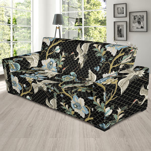 Japanese Crane Ornament Elements Sofa Slipcover