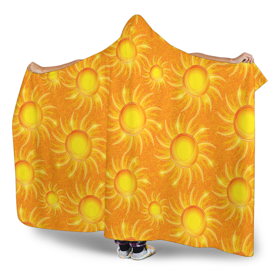 Sun Orange Background Hooded Blanket