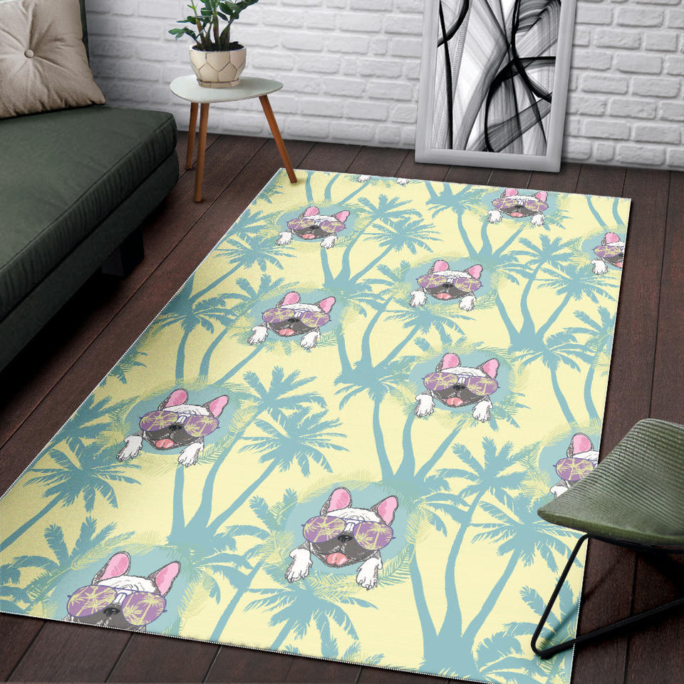 French Bulldog Hawaii Blackground Area Rug