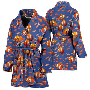 Clown Fish Pattern Print Design 04 Women's Bathrobe