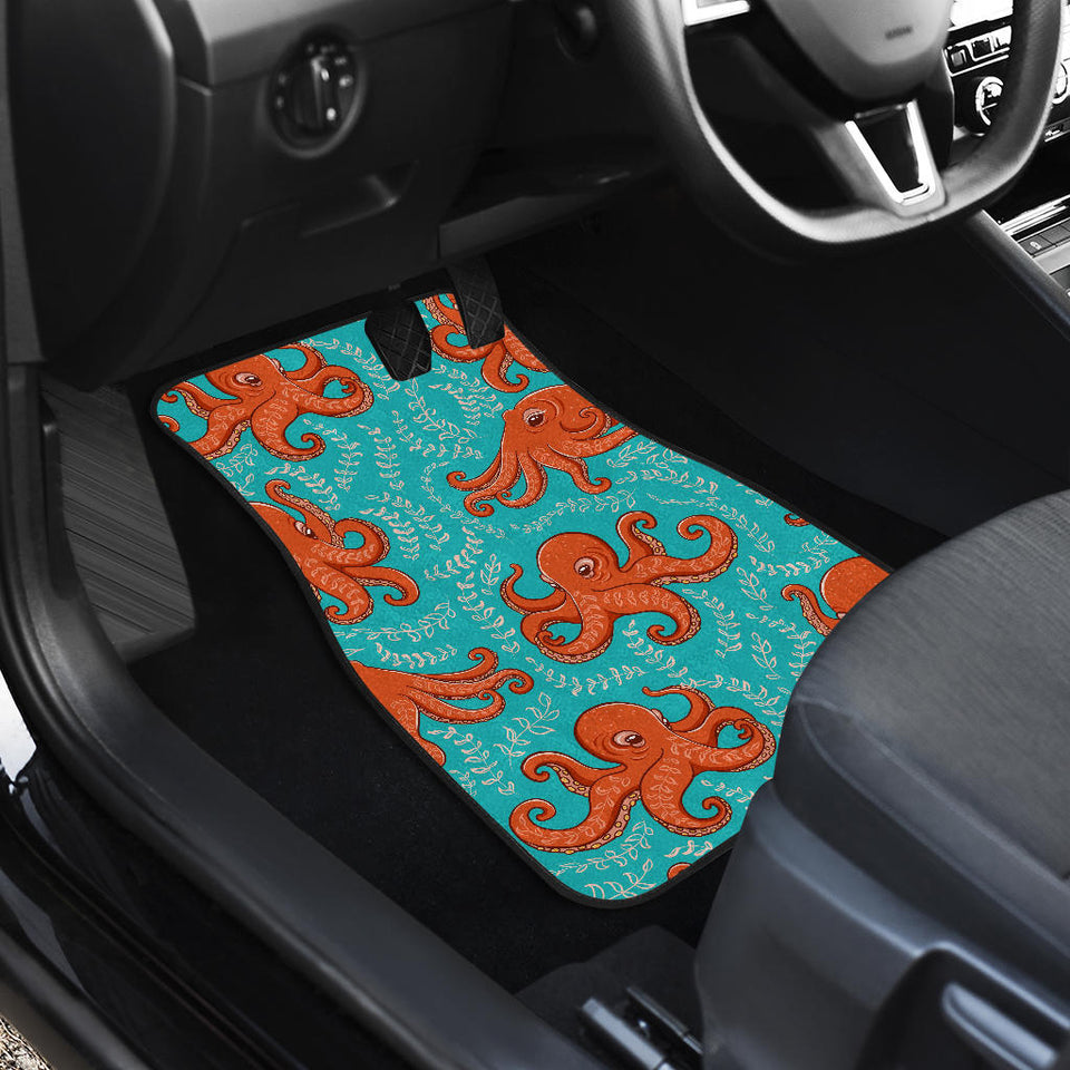 Octopus Turquoise Background Front And Back Car Mats