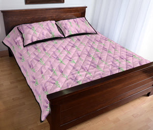 Lavender pattern pink background Quilt Bed Set