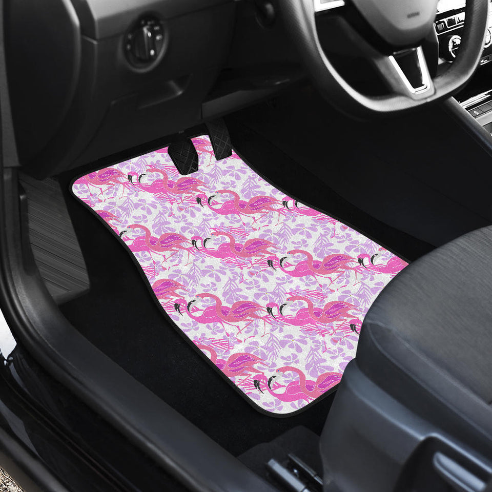 Pink Flamingo Flower Pattern Front Car Mats