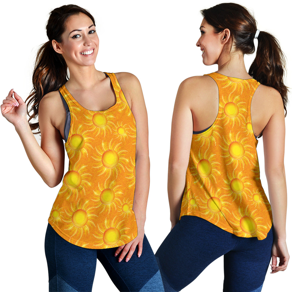 Sun orange background Women Racerback Tank Top