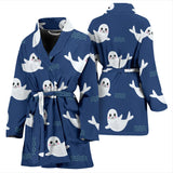 Cute White Baby Sea Lion Seal Pattern Women'S Bathrobe