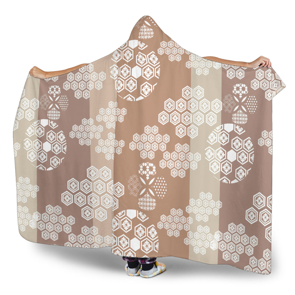 Beautiful Hexagon Japanese  Pattern Hooded Blanket