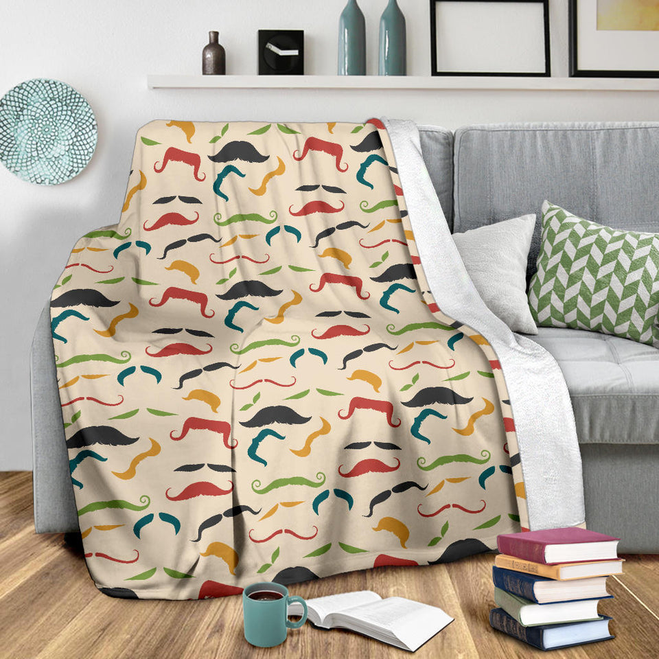 Mustache Beard Pattern Print Design 03 Premium Blanket