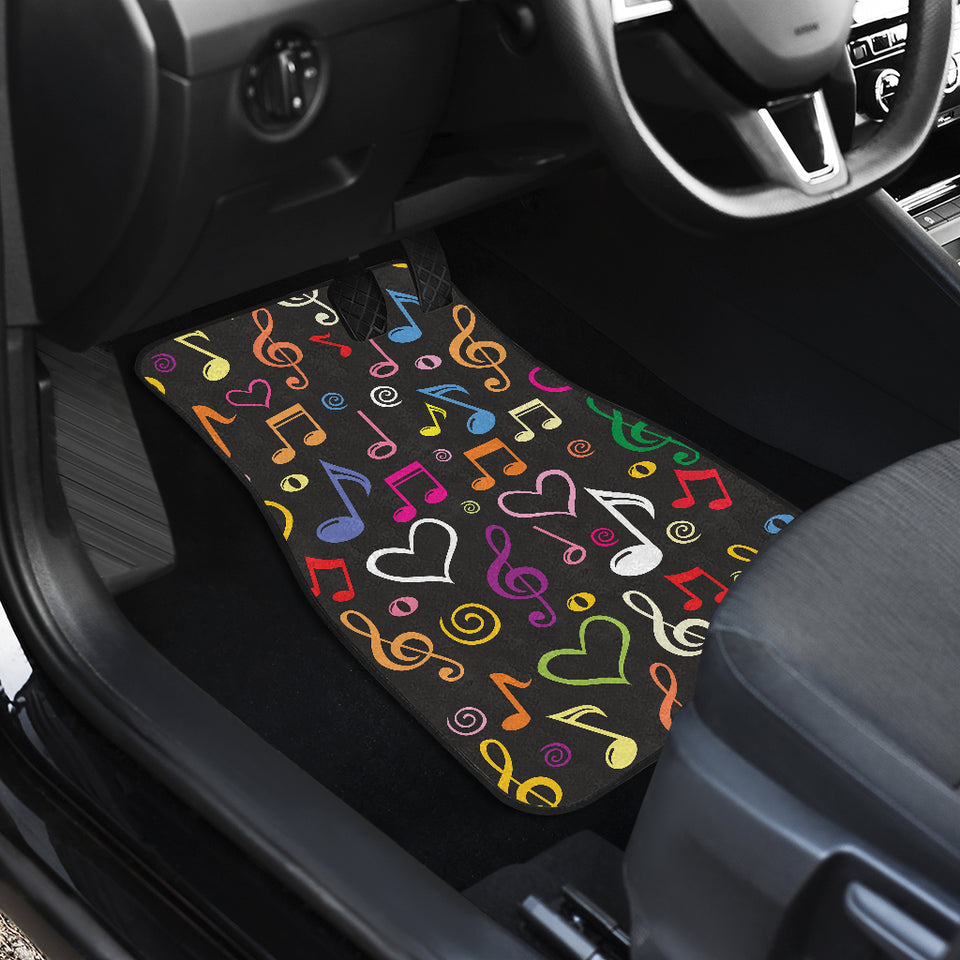 Music Notes Pattern Print Design 02 Front and Back Car Mats