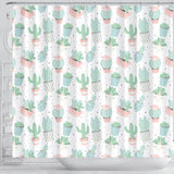 Pastel Color Cactus Pattern  Shower Curtain Fulfilled In US