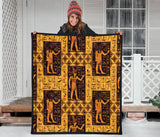 Egypt Hieroglyphics Pattern Print Design 05 Premium Quilt