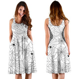 Spider Web Cobweb Pattern White Background Sleeveless Midi Dress
