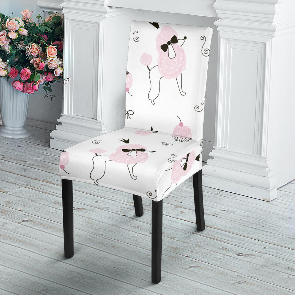 Poodle Dog Rose Cake Pattern Dining Chair Slipcover