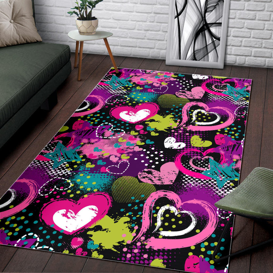 Heart Dot Wave Star Creative Design Pattern Area Rug