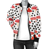 Red Mushroom Dot Pattern Women'S Bomber Jacket