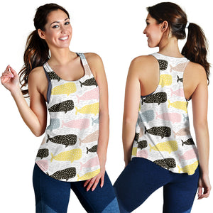Whale dot pattern Women Racerback Tank Top