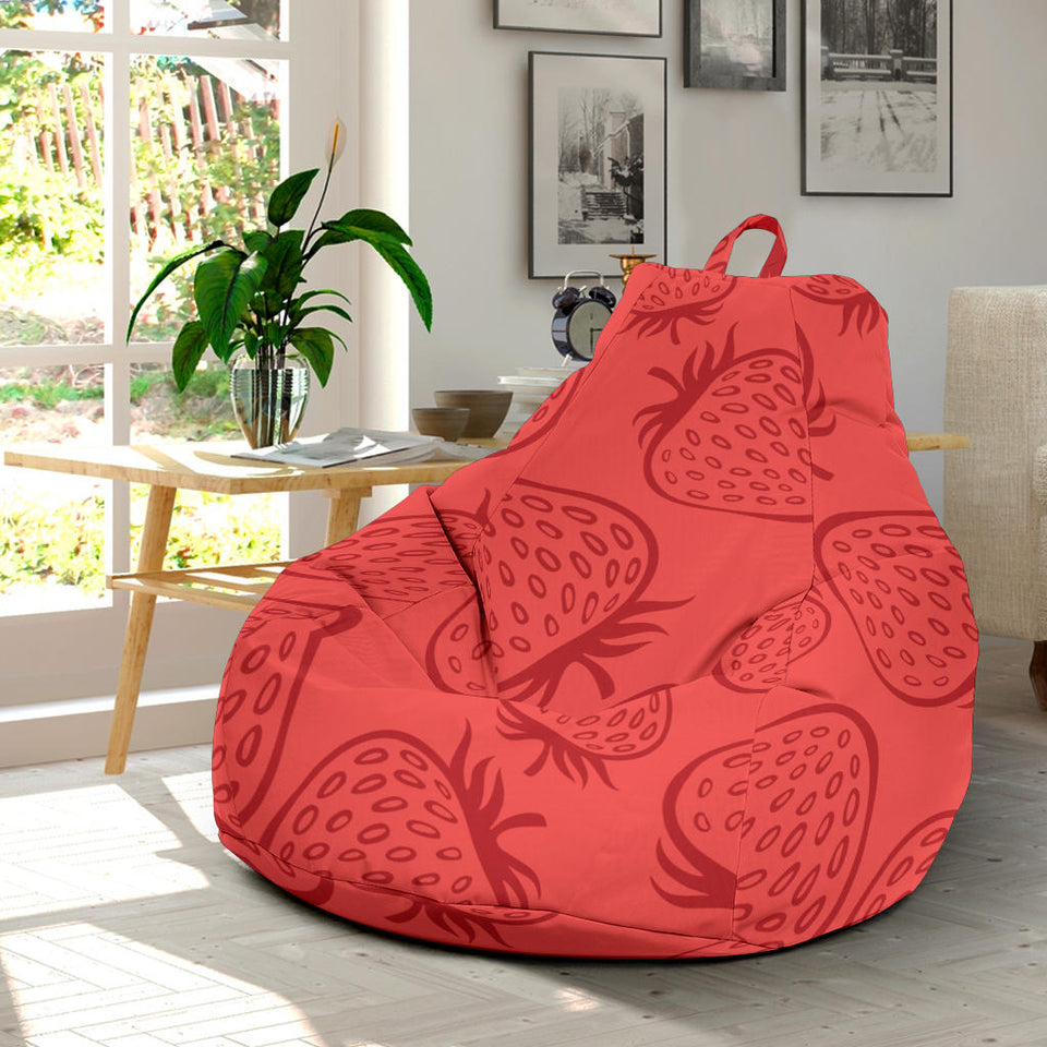 Strawberry Pattern Red Background Bean Bag Cover