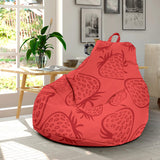 Strawberry Pattern Red Background Bean Bag Cover