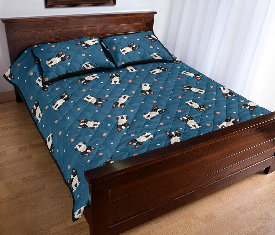 Cute boston terrier dog spattern Quilt Bed Set