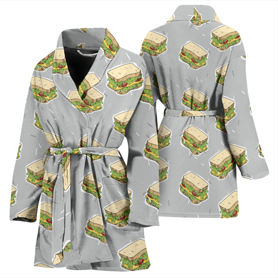 Sandwich Pattern Print Design 05 Women's Bathrobe