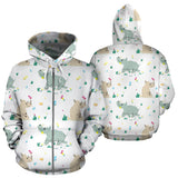 Cute Rhino Pattern Zip Up Hoodie