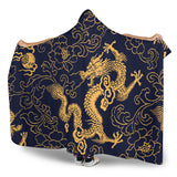 Gold Dragon Pattern Hooded Blanket