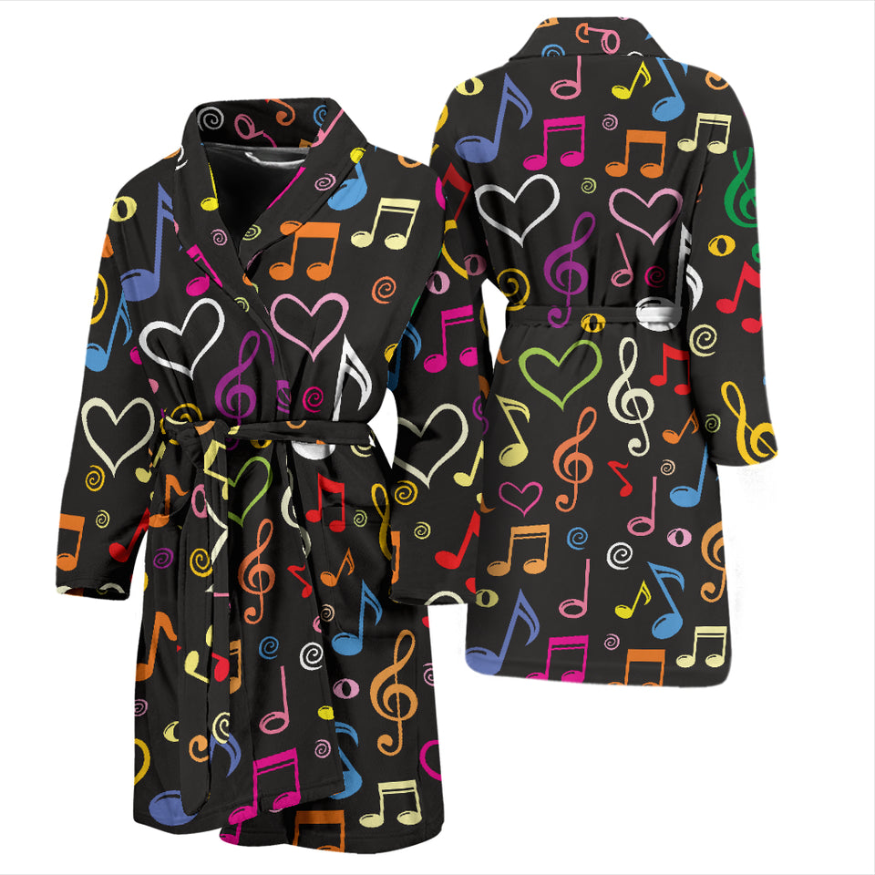 Music Notes Pattern Print Design 02 Men's Bathrobe