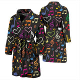 Music Notes Pattern Print Design 02 Men's Bathrobe