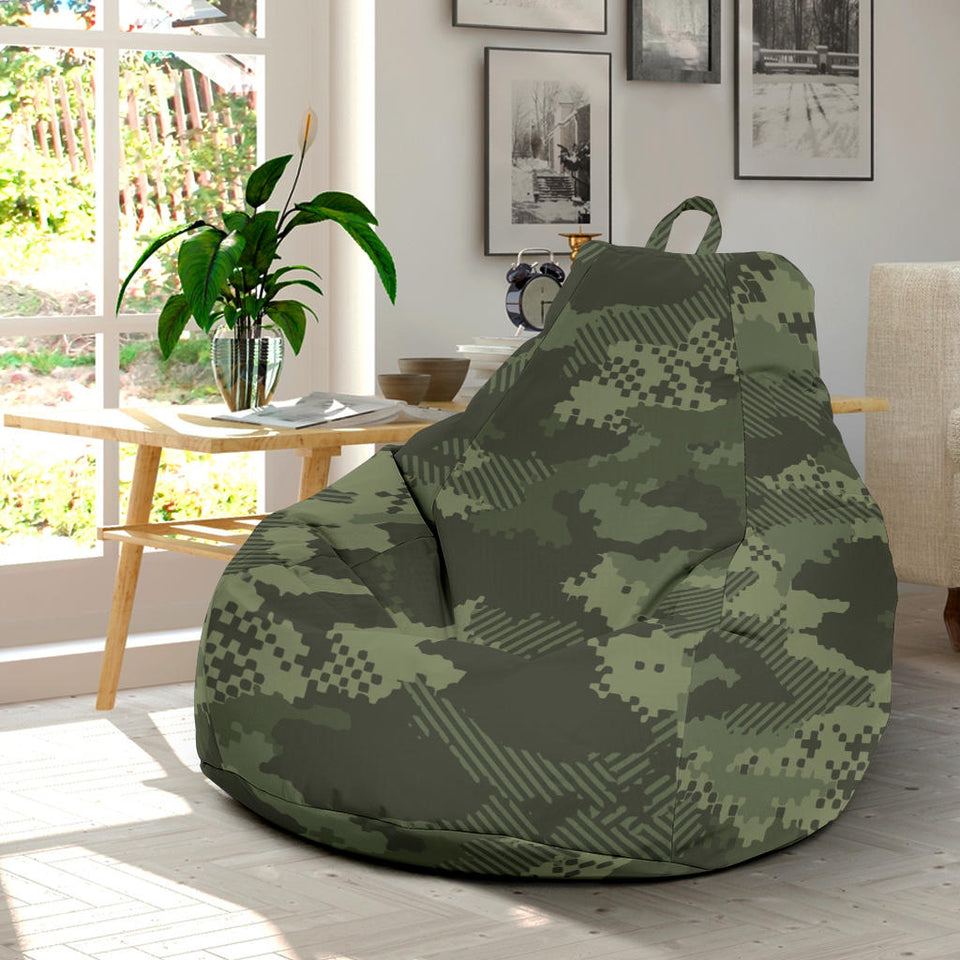 Digital Green Camo Camouflage Pattern Bean Bag Cover