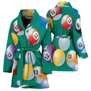 Billiard Ball Pattern Print Design 01 Women's Bathrobe