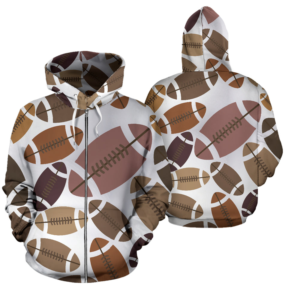 American Football Ball Pattern Zip Up Hoodie