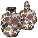 American Football Ball Pattern Zip Up Hoodie