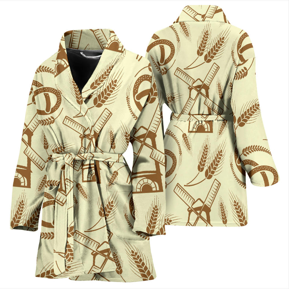 Windmill Wheat Pattern Women'S Bathrobe