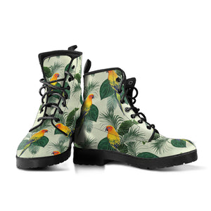 Beautiful Parrot Palm Leaves Pattern Leather Boots
