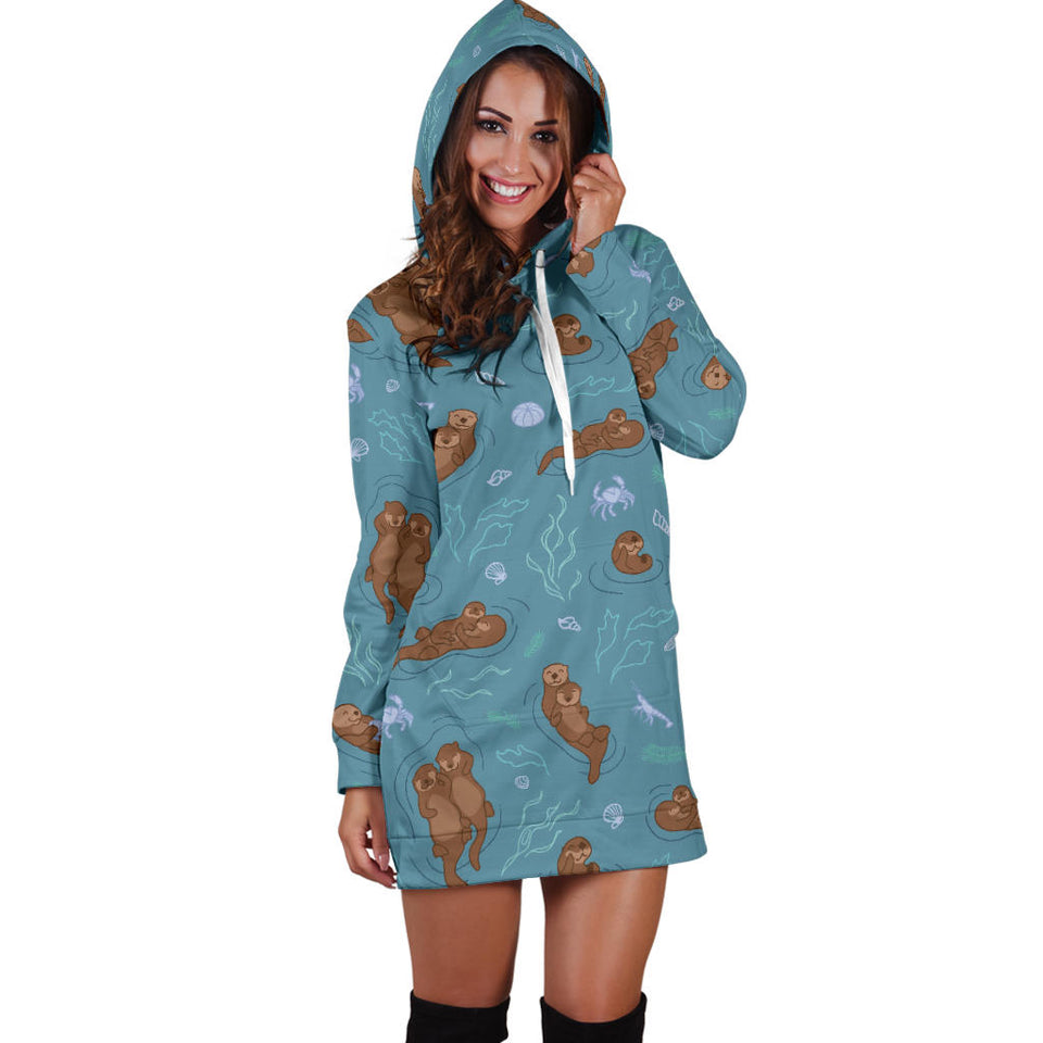 Sea Otters Pattern Women'S Hoodie Dress