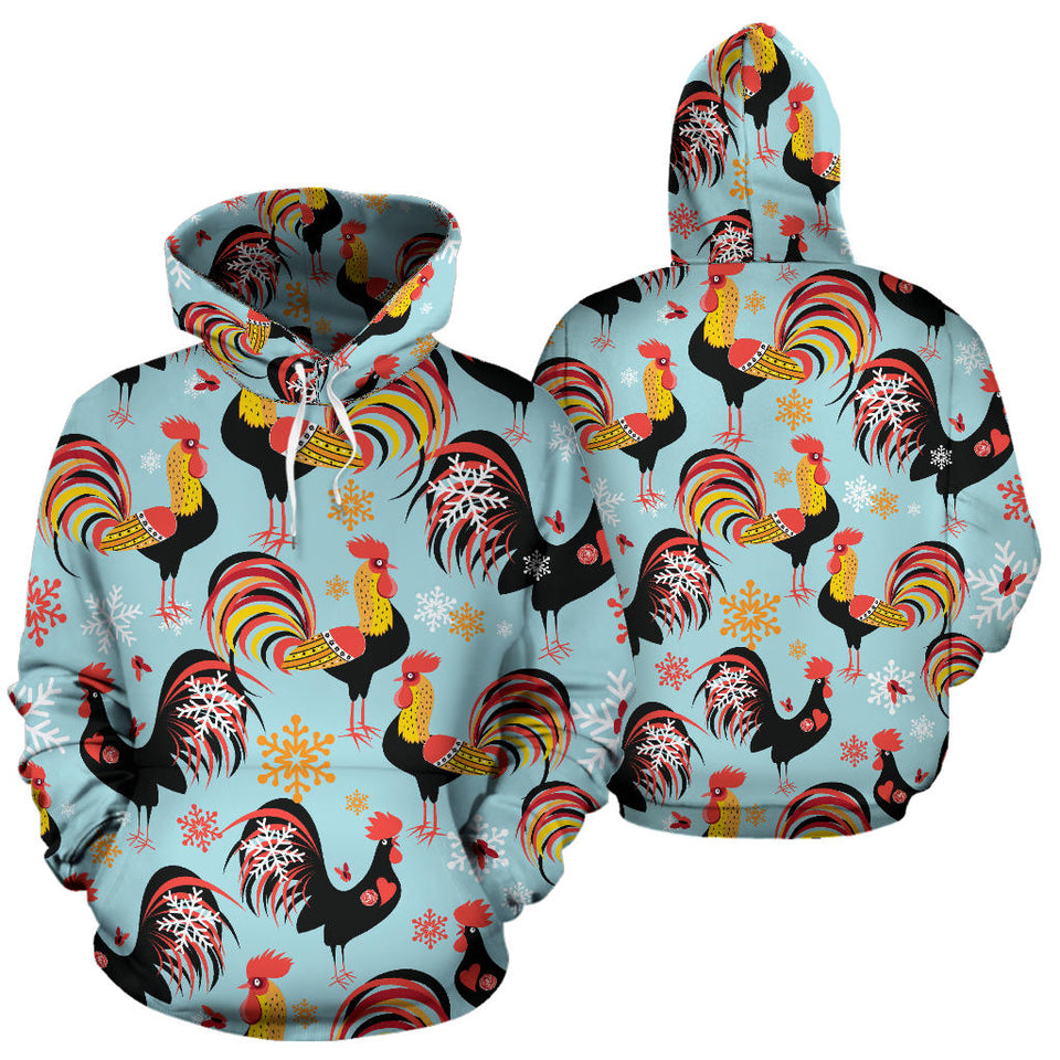 Rooster Chicken Cock Snowfalke Men Women Pullover Hoodie