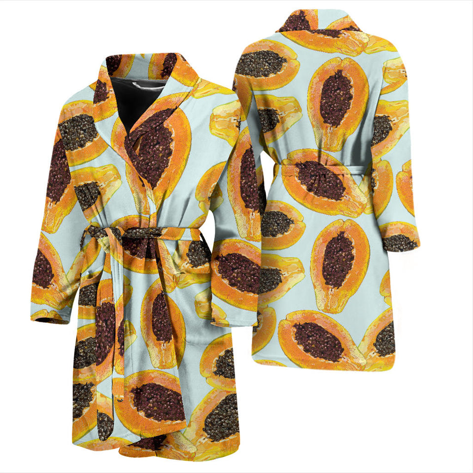 Watercolor Papaya Pattern Men'S Bathrobe