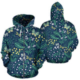 Butterfly Leaves Pattern Zip Up Hoodie
