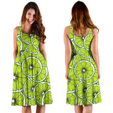 Slices Of Lime Design Pattern Sleeveless Midi Dress