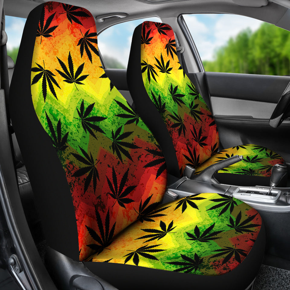Canabis Marijuana Weed Pattern Print Design 03 Universal Fit Car Seat Covers