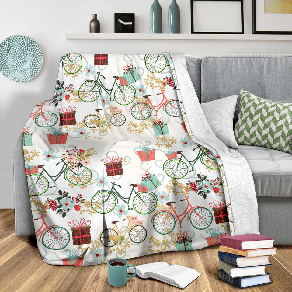 Bicycle Pattern Print Design 05 Premium Blanket
