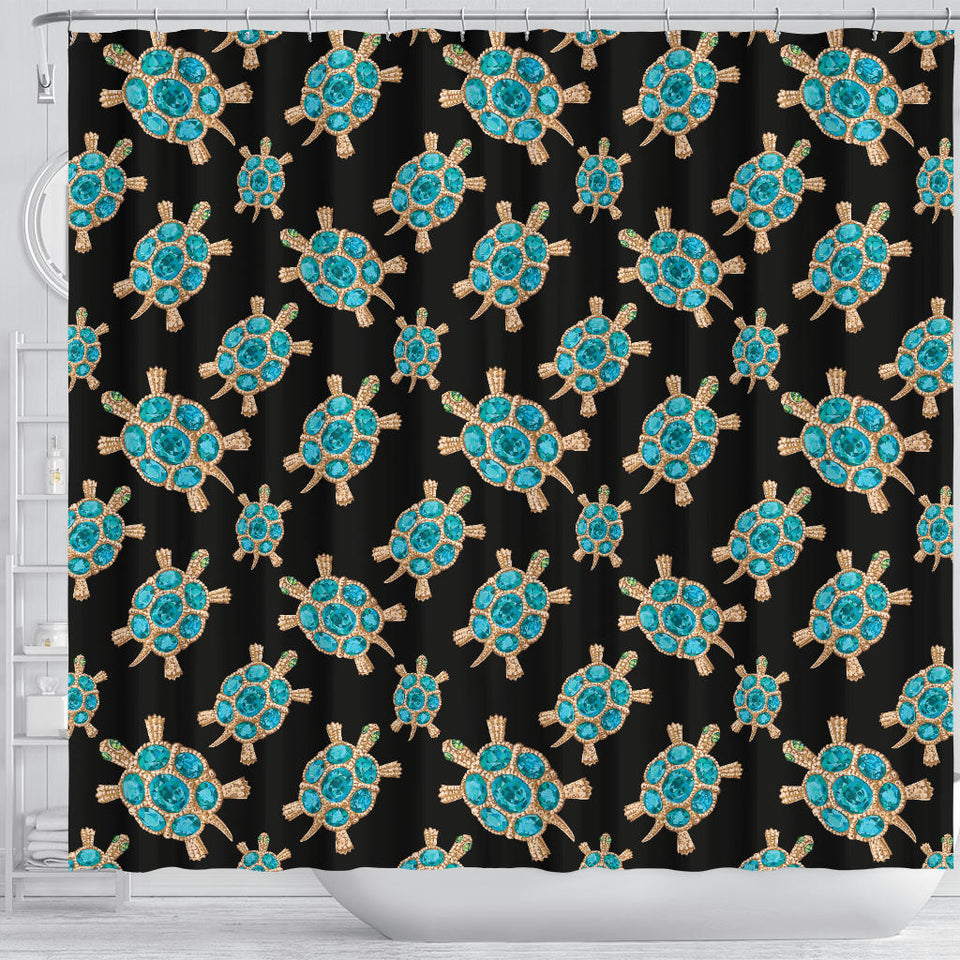 Sea Turtle Blue Stone Pattern Shower Curtain Fulfilled In US