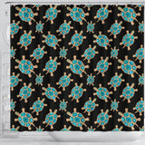 Sea Turtle Blue Stone Pattern Shower Curtain Fulfilled In US