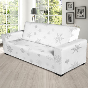 Snowflake Pattern White Background Sofa Slipcover