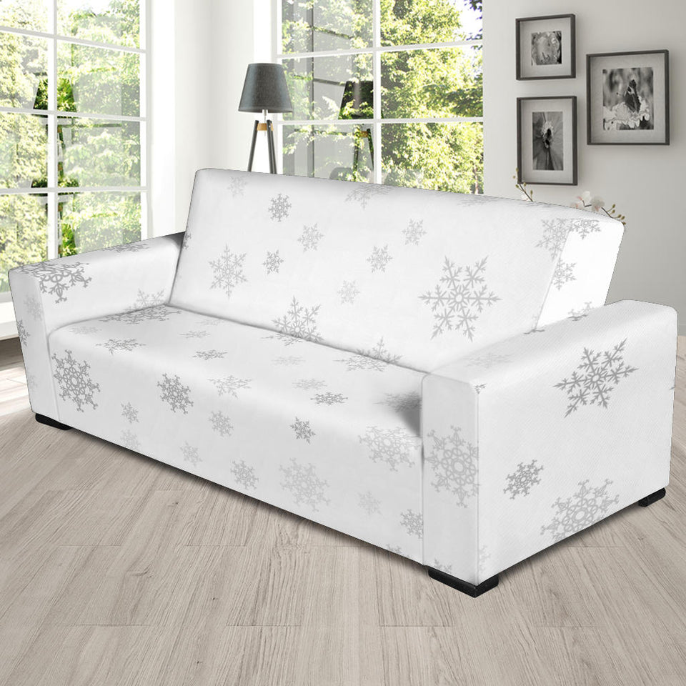 Snowflake Pattern White Background Sofa Slipcover