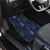 Blue Theme Guitar Pattern Front And Back Car Mats
