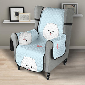 White cute pomeranian pattern Chair Cover Protector