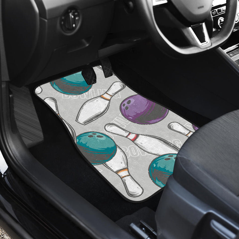 Bowling Ball And Pin Gray Background Front And Back Car Mats