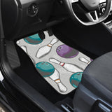 Bowling Ball And Pin Gray Background Front And Back Car Mats