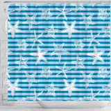 Starfish Blue Blackground Shower Curtain Fulfilled In US