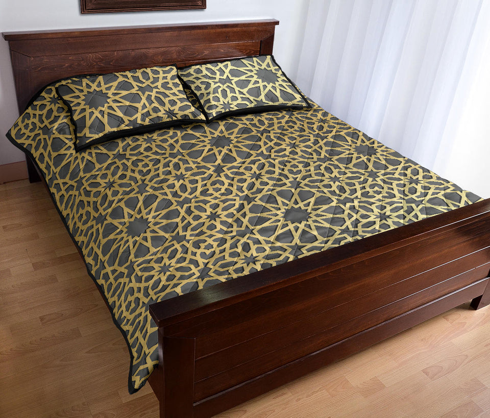 arabic star gold pattern Quilt Bed Set